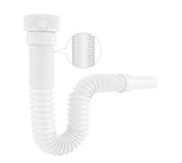 Hibbent Sifon Lavabo, Universal de G1 1/4” ó G1 1/2” (≈40mm & 45mm), Sifón Lavabo Flexible Inodoro con Alambre de Acero Incrustado, y Salida de 32 mm, Para Lavabo de Cocina y Baño,Blanco