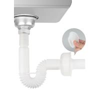 Hibbent Sifón para fregadero de cocina, sifón flexible a prueba de olores, con conector de 1 1/2", tubo de desagüe flexible, tubo de desagüe intercambiable,extensible de 320 a 780 mm.