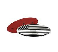 HIBEYO 1 pieza Emblema universal para auto con bandera americana en el frontal y trasero, compatible con Ford Oval Boot, placa distintiva, pegatina, etiqueta de nombre - 23 cm, color plateado