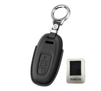 HIBEYO Funda de piel para llave de Audi A1 A3 8P A4 B8 B9 A6 C7 A7 A8 Q3 Q5 Q7 Q8 C8 D5 4M RS3 S4 S7 TT E-tron Funda para llave mando a distancia funda protectora caja de llaves negro