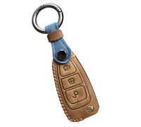 HIBEYO Funda de Piel para Llave de Coche para Ford Escort Grand C-MAX C-MAX S-MAX Focus Mondeo con Mando a Distancia Plegable de 3 Botones, Color marrón