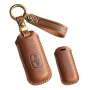 HIBEYO Funda de piel para llave de coche para Mazda 2 3 5 CX-2 CX-3 CX-4 CX-5 CX-7 Crossover Wagon Scrum funda protectora mando a distancia llavero llavero 2 botones marrón