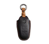 HIBEYO Funda inteligente para llave de coche compatible con Volkswagen Touareg Funda de piel para VW Touareg 2017 2018 2019 2020 2021 funda para llave con llavero accesorios para coche 3 botones negro