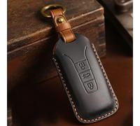 HIBEYO Funda inteligente para llave de coche compatible con Volkswagen Touareg, funda protectora de piel de vacuno, cubierta protectora para VW Touareg 2018 2019 2020 2021 mandos a distancia llavero 3