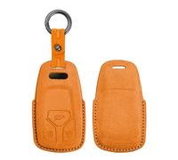 HIBEYO Funda para llave de coche compatible con Audi A4 B9 A5 A6 8S 8W Q5 Q7 4M S4 S5 S7 TT TTS TFSI RS funda protectora accesorios mandos a distancia ante funda llavero llavero naranja