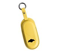 HIBEYO Funda para llave de coche compatible con BMW Mini Cooper U25 F65 F66 F67 J01 J05 E SE EV Aceman Countryman Cooper One llavero de piel carcasa llavero funda protectora mando a distancia amarillo