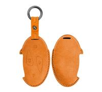 HIBEYO Funda para llave de coche compatible con Hyundai Kona SX2 EV N Line Tucson NX4 Ioniq 6 5 7 Grandeur GN7 Santa Fe Sonata Staria Funda de Cuero Funda Protectora Carcasa para Llavero Naranja