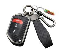 HIBEYO Funda para llave de coche compatible con Jeep Wrangler JL JLU Rubicon Gladiator JT Sahara JLU 2018 2019 2020 Piel Sintética Llavero Mando a distancia Flip Funda Protectora Llave Plegable
