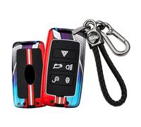 HIBEYO Funda para llave de coche compatible con Land Rover Range Sport Evoque Freelander Discovery Defender, funda para llave de Jaguar, carcasa para llave, carcasa protectora, llavero-B rojo