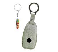 HIBEYO Funda para llave de coche compatible con Mercedes Benz E C S GLC Clase E200 E400 E63 W213 S550 S560 C2600 Mando a distancia Piel Sintética Llavero Funda Protectora Funda para Llaves Gris