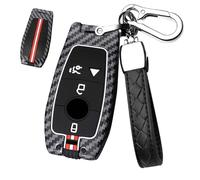 HIBEYO Funda para llave de coche compatible con Mercedes Benz W177 W205 W213 G63 X167 A C E S G GLS Clase Maybach TPU Carcasa para Llave Mando a Distancia 4 Botones Rojo Blanco