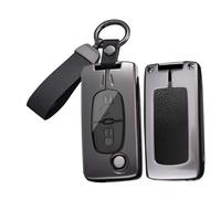HIBEYO Funda para llave de coche compatible con Peugeot 207 407 307 308 607 807 3008 funda protectora para llave de Citroen C2 C4 C5 Berlingo C-Crosser llavero caja de llaves accesorios-negro