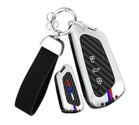 HIBEYO Funda para llave de coche compatible con VW Volkswagen Golf 8 ID.3 ID.4 Seat Leon MK4 Tarraco Ateca fibra de carbono patrón de funda para llave Cubierta llavero mando a distancia Accesorios B