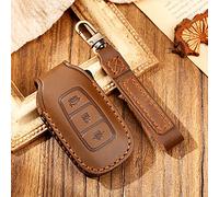 HIBEYO Funda para Llave de Coche Inteligente Compatible con Hyundai Kona i10, i30, ioniq, Accent, Tucson, Llavero de Piel, Color marrón