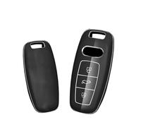 HIBEYO Funda para Llave de Coche para Audi A6L A6 A7 A8 Q5 RS7 E-Tron TT TTS TFSLe A6L A3 Sportback Carcasa de Llave de 3 Botones Plata Negro