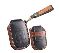 HIBEYO Funda para llave de coche sin llave, compatible con Honda CR-V HR-V Piloto Civic Aaccord VEZEL HEV RV3 RV4 RV5 RV6 funda de piel para llave mando a distancia llavero accesorios 3 botones B