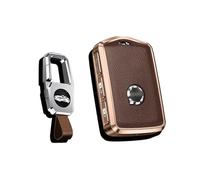 HIBEYO Funda para Llave de Coche Smart para XC60 XC70 XC90 C30 S60 S80 S90 V60 V70 V90 Llavero de Piel marrón