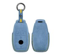 HIBEYO Funda protectora para llave de coche compatible con Mercedes Benz A C E S GLC GLE GLS CLA Clase W205 W213 W177 X167 W222 G63 4 botones mandos a distancia llavero llavero caja de llaves azul