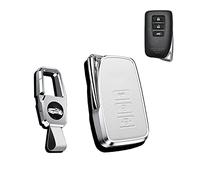 HIBEYO Shlüssel - Funda para Llave de Coche Lexus CT GS GX is ES LS LC LX NX RX RC ES300h Mando a Distancia Caja de Llaves Llavero Llavero de aleación de Aluminio Blanco