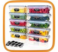 Hibisaws Recipientes Herméticos 100% Estancos con Tapa, 10 Unidades de 1L, Sin BPA - Ideales para Congelador, Nevera, Microondas & Comida para Llevar