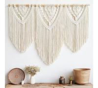 Hibisaws Tapiz de macrame pared de arte tejido, decoración de habitaciones, 110 cm (ancho) x 82 cm (alto),decoración de balcón, decoración de pared (C)