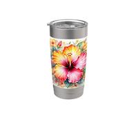 Hibisco aloha flor espiritual Hawaii Maui Oahu Kauai isla Vaso térmico de acero inoxidable de doble pared