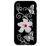 Hibisco Blanco con Mariposas y Acentos de Remolino Formas Mania Carcasa para iPhone XR