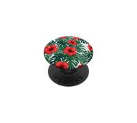 Hibisco Rojo Flores Tropicales Bold Floral PopSockets PopGrip Adhesivo
