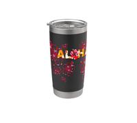 Hibiscus aloha Hawaii Mele Kalikimaka Oahu Maui mahalo amor Vaso térmico de acero inoxidable de doble pared