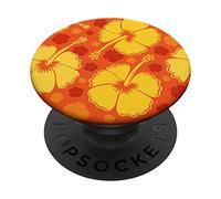 Hibiscus Flower Beach Hawaiian Exotic Floral Orange Yellow PopSockets PopGrip Adhesivo