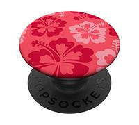 Hibiscus Flower Beach Hawaiian Exotic Floral Surf Cranberry PopSockets PopGrip Adhesivo