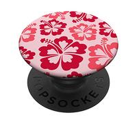 Hibiscus Flower Beach Hawaiian Exotic Floral Surf Vibe Red PopSockets PopGrip Adhesivo