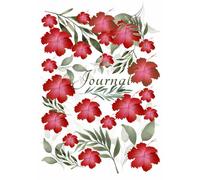 Hibiscus & Green Leaves - 120-Page Journal with Earthy Green Tones and Leaf Pattern
