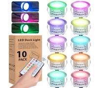 HIBOITEC 10PCS LED Foco Empotrable de Suelo al Aire Libre con Control Remoto, RGB Foco Empotrable LED Punto de Piso para Terrazas, Impermeable IP67 Luces Lámpara Empotrables en el Suelo