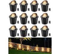 HIBOITEC 12Piezas Arco Foco Empotrado 12V para Exterior, 12W COB Luz Cálida 3000K, IP67 Aluminio Inyectado, para Iluminación de Muros, Caminos y Paisajismo, Kit de Instalación con Conector Incluido