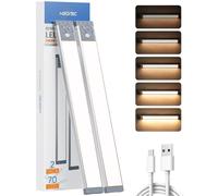HIBOITEC 2500mAh Luz Armario Sensor Movimiento, 350Lumen & 5 Niveles de Brillo Luces Led Cocina Magnéticas, USB-C Regulable Sensor Movimiento Interior para Cocina, Pasillo (Luz Cálida, 32,5CM)