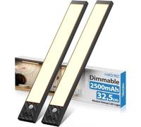 HIBOITEC 2500mAh Luz Armario Sensor Movimiento, 350Lumen & 5 Niveles de Brillo Luces Led Cocina Magnéticas, USB-C Regulable Sensor Movimiento Interior para Cocina, Pasillo (Luz Cálida, 32,5CM)