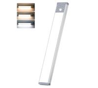 HIBOITEC 3 Colores Luz Armario Sensor Movimiento-65LED Superbrillantes Led Cocina Bajo Mueble, 2500mAh Luz Led Recargable, Magnética Adhesiva, Larga Duración Luces Armarios con Sensor sin Cable
