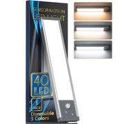 HIBOITEC LED Cocina Bajo Mueble 22.5cm, 1500mAh Recargable Luces Led con Sensor Movimiento, 40 LED Luz Led Adhesiva para Armario, Gabinete, Pasillo, Escaleras, Cocina