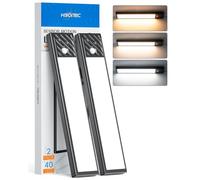 HIBOITEC Luces Armarios con Sensor Sin Cable, USB Recargable Led Cocina Bajo Mueble, Regulable Luz Armario Adhesiva Magnética para Cocina Gabinete Pasillo Escalera (3 Color Temperaturas, 22,5CM)