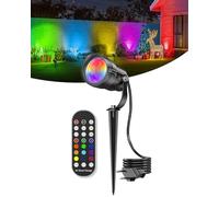 HIBOITEC Luces de Navidad para Jardín 12W con Mando a Distancia y Temporizador, Focos RGB LED Regulables con Enchufe, Control de Cambio de Color IP65 Impermeables para Exteriores, Caminos y Árboles