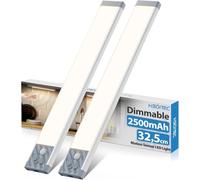 HIBOITEC Luz LED Armario con Sensor de Movimiento 70 LED, 2500mAh Recargable Luces Led Cocina Sin Cables, Regulable Barra de Led Lámpara Nocturna para Cocina Pasillo (Luz Blanca Cálida, 33,5CM)