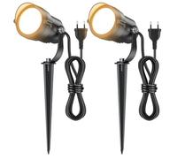 HIBOITEC Pack de 2 Proyectores de Jardín 12W 1320 Lúmenes, Ajustable 270°, Blanco Cálido 2700K, Impermeables IP65 con Enchufe 1.5m, para Patio, Senda y Terraza