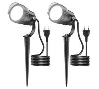 HIBOITEC Proyector de Jardín 12W 1320 Lúmenes, Luz Fría 5000K, Ajuste Vertical 270° e IP65 Impermeable, con Enchufe 1.5m, para Plantas, Jardín y Patio