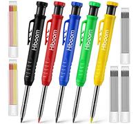 Hiboom 5 Lápices de Carpintero Mecánico 30 Recargas Marcador de Orificio de Punta de Aguja con Sacapuntas Integrado, Herramientas de Hacer de Escribas (Amarillo, Rojo, Verde, Azul, Negro)