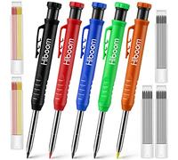 Hiboom 5 Lápices de Carpintero Mecánico 30 Recargas Marcador de Orificio de Punta de Aguja con Sacapuntas Integrado, Herramientas de Hacer de Escribas (Naranja, Rojo, Verde, Azul, Negro)