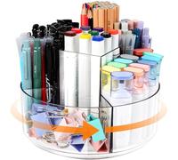 Hiborateed Portalápices giratorio para escritorio, 5 ranuras de acrílico giratorio de 360 grados para escritorio, soporte para marcadores, organizador de suministros de arte, organizador de bolígrafos
