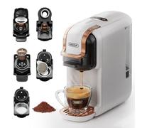HIBREW Cafetera para Espresso, para bebidas calientes y frías, infusión fría, Oro cálido, 5 en 1, Cápsulas múltiples, Polvo, molido (Blanco)