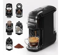 HIBREW Cafetera para Espresso, para bebidas calientes y frías, infusión fría, Oro cálido, 5 en 1, Cápsulas múltiples, Polvo, Molido (Negro)