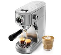 HIBREW H10B Máquina Espresso Profesional, Cafetera Compacta 20 Bares con Espumador de Leche, Acero Inoxidable, Pantalla LED, Temperatura y Volumen Ajustables